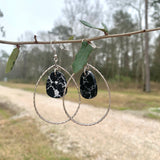 Silver Gemstone Hoop Earrings