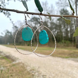Silver Gemstone Hoop Earrings