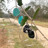 Silver Gemstone Hoop Earrings