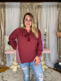 Maroon and Purple Long Sleeve Top