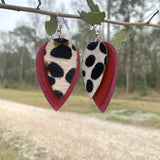 Genuine Leather Hair-On-Hide Stacked Earrings