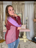 Maroon and Purple Long Sleeve Top