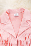 Kids Pink Suede Fringe Vest