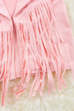 Kids Pink Suede Fringe Vest