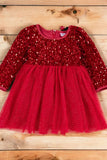 RED SEQUINS TULLE SKIRT DRESS. DRG501322027-SOL: 3XL