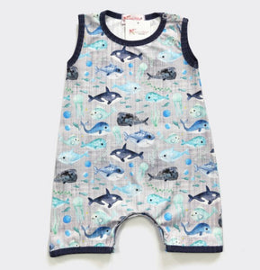 Kids Whales Sleeveless Romper