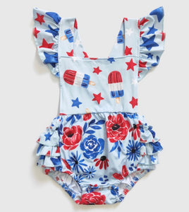 Kids Patriotic Blooms Romper