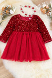 RED SEQUINS TULLE SKIRT DRESS. DRG501322027-SOL: 3XL