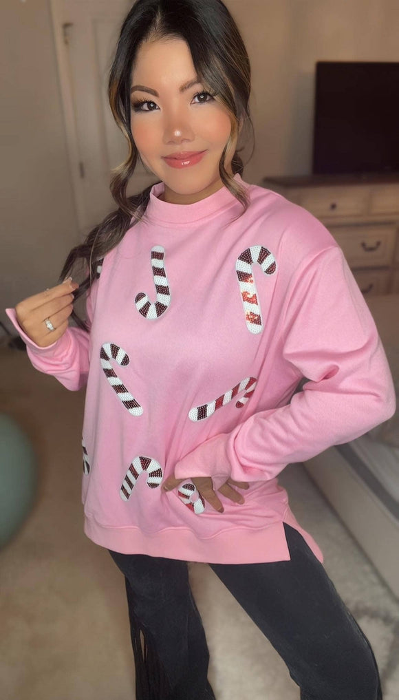 Pink Candy Cane Sweatshirt