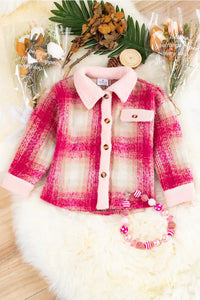 Kids Pink Plaid Luxe Shacket