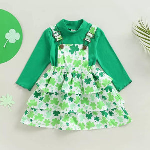 Kids Frilly Clover Overall Dress