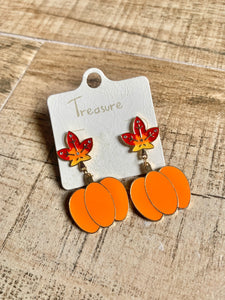 Pumpkin & Autumn Leaf Earrings