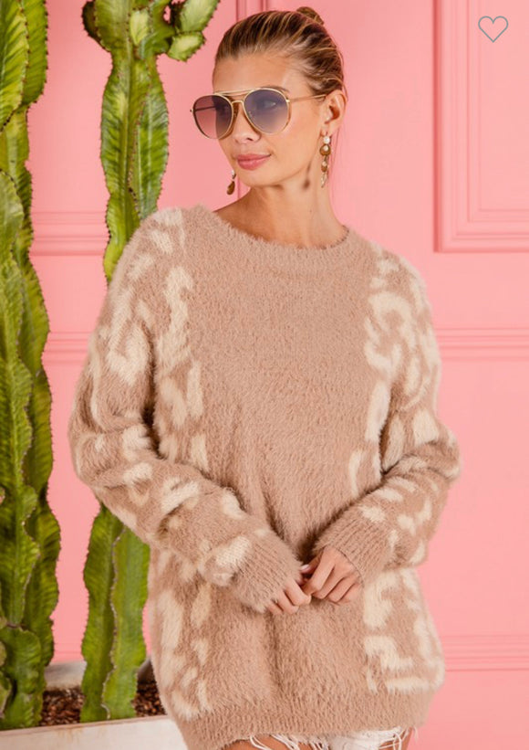 Fur Taupe Leopard Sweater
