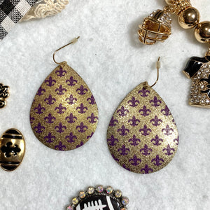 Purple & Gold Metal Earrings