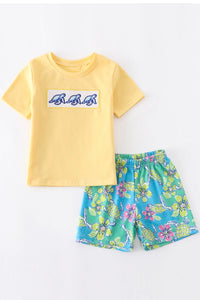 Kids sea turtles shorts set