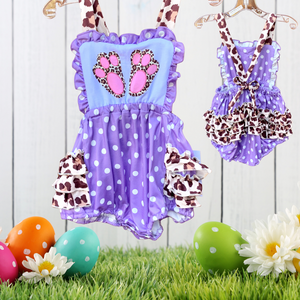 Kids Purple Bunny Feet Romper