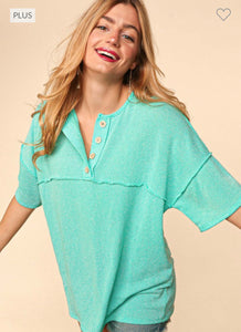 Mint Casual Button Top