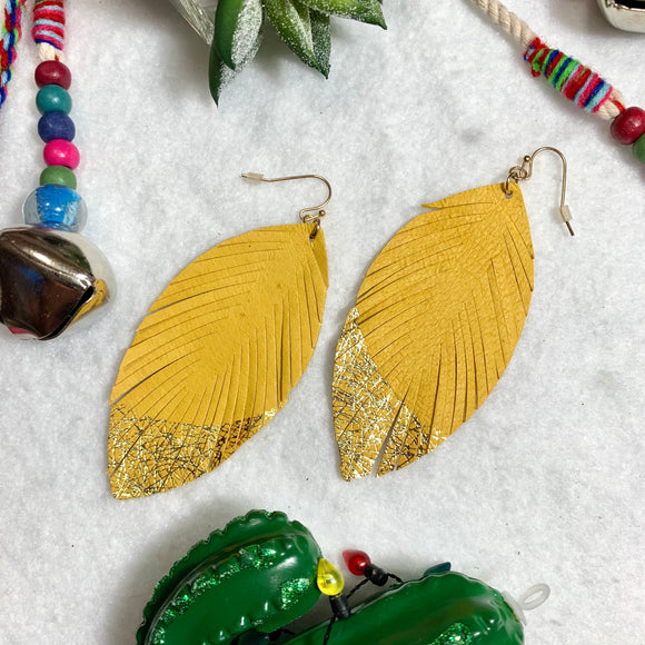 Gold-Tipped Feather Earrings