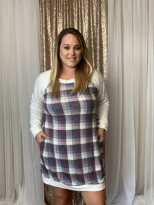 Maroon and Blue Plaid Tunic Top/Dress