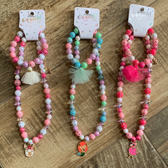 Girls Beaded Necklace & Bracelet Set
