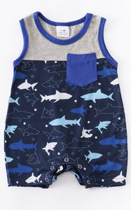 Kids Navy Shark Romper