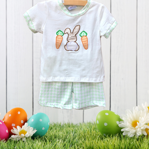 Kids Easter Rabbit Checkered Set