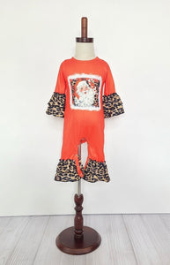 Kids Red Leopard Santa Romper