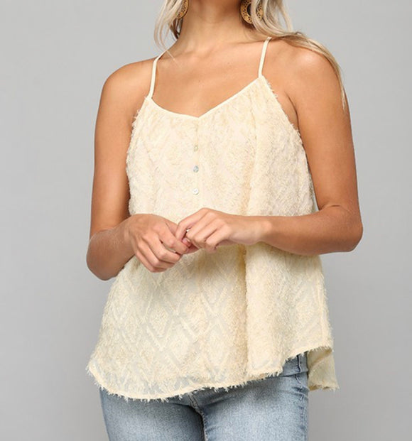 Cream and button tank top