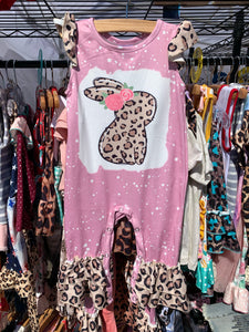 Kids Leopard Rabbit Ruffle Romper