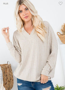 Oatmeal V-Neck Sweater